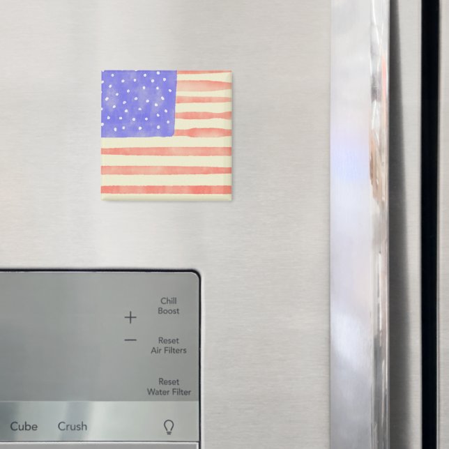 Watercolor rustic USA American flagga Magnet (In Situ (Fridge))