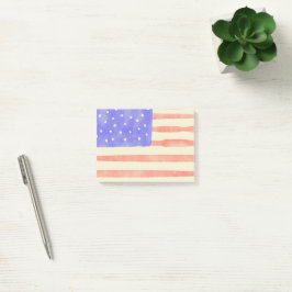 Watercolor rustic USA American flagga Post-it Block