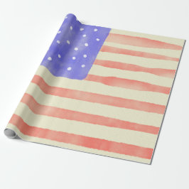 Watercolor rustic USA American flagga Presentpapper