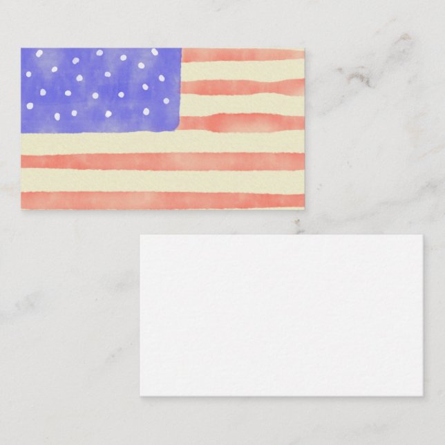 Watercolor rustic USA American flagga Visitkort (Fram/baksida)