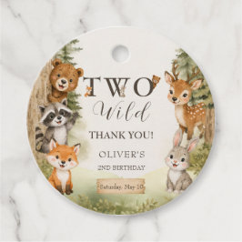 Watercolor Rustic Woodland Two Wild 2-årsfest Gåvor Etiketter