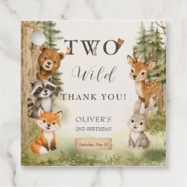 Watercolor Rustic Woodland Two Wild 2-årsfest Gåvor Etiketter