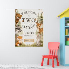 Watercolor Rustic Woodland Two Wild 2-årsfest Poster