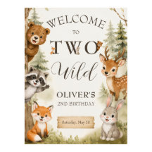 Watercolor Rustic Woodland Two Wild 2-årsfest