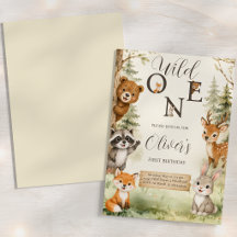 Watercolor Rustic Woodland Wild One 1-årsdag