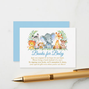 Watercolor Safari Animals Blue Guld Bokar för Baby Tilläggskort