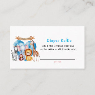 Watercolor Safari Animals Boy Diaper Raffle Visitkort