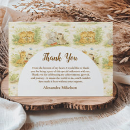 Watercolor Safari Animals First Birthday Tack Kort