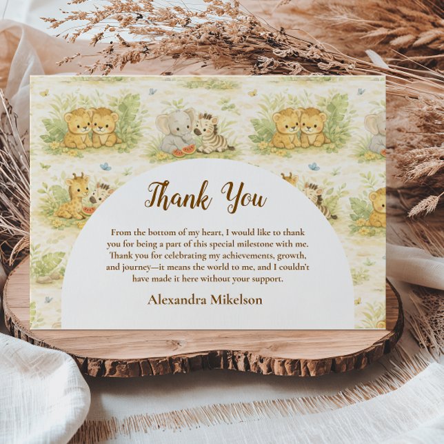 Watercolor Safari Animals First Birthday Tack Kort (Skapare uppladdad)