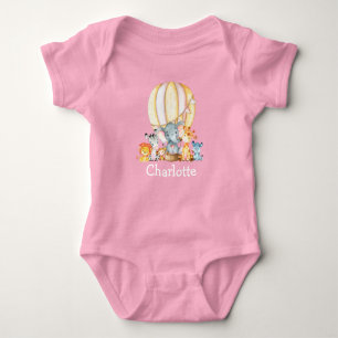 Watercolor Safari Animals Luft Balloon Rosa T Shirt