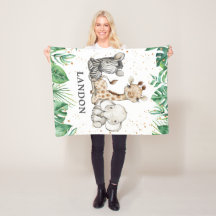 Watercolor Safari Animals Pojke Nursery