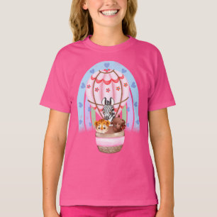 Watercolor Safari Animals Zebra, Tiger, Hippo Hett T Shirt