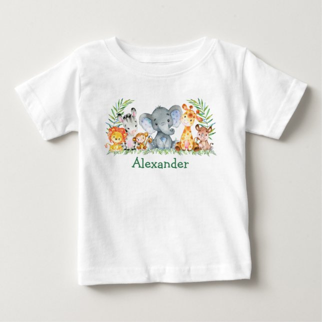 Watercolor Safari Baby djur Elephant T Shirt (Framsida)