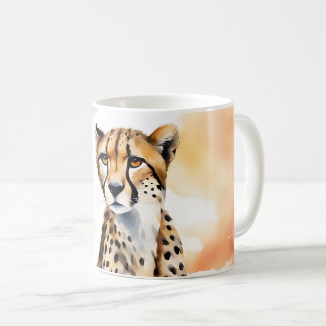Watercolor Safari Captivating Cheetah Kaffemugg (Framsida höger)