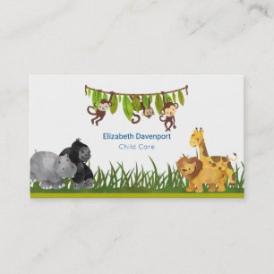 Watercolor Safari Jungle Animal Illustration Visitkort