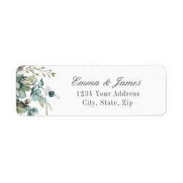 Watercolor Sage Eucalyptus Bröllop Returadress Etikett