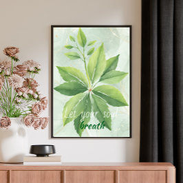 Watercolor Sage Grönt Löv botaniskt Poster