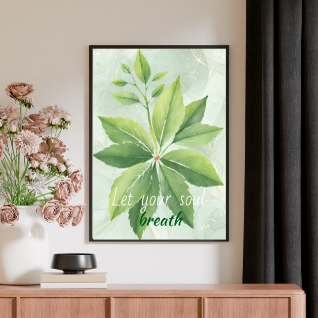 Watercolor Sage Grönt Löv botaniskt Poster (Skapare uppladdad)