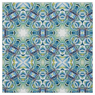 Watercolor Sage Grönt Persian Blue Artdeco Tyg