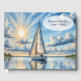 Watercolor Sailboat For Memorial Service Gästböcker