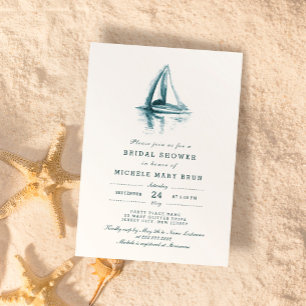 Watercolor Sailing Yacht Party Möhippa Inbjudningar