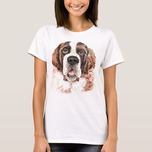 Watercolor Saint Bernard T Shirt (Framsida)