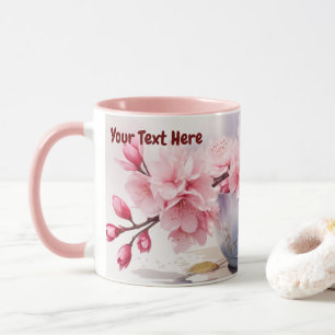 Watercolor Sakura Cherry Blommar Mugg