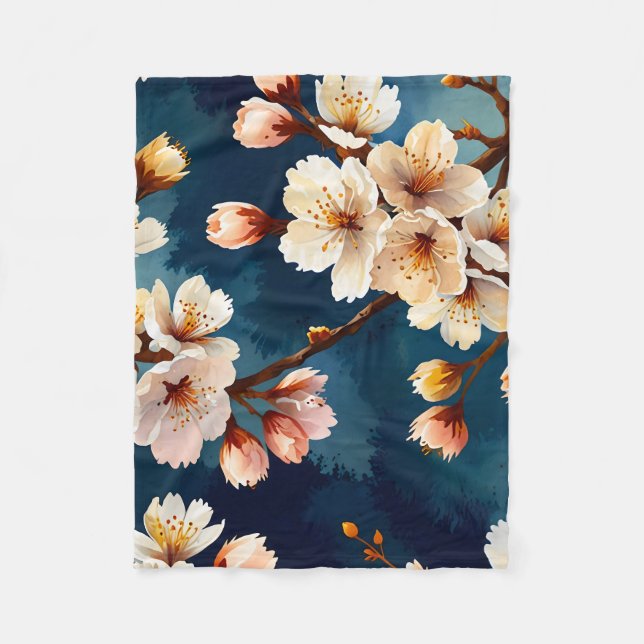 Watercolor Sakura Dreams Fleecefilt (Framsidan)