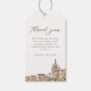 Watercolor San Miguel Mexico Skyline Tack Presentetikett