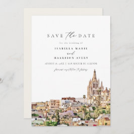 Watercolor San Miguel Mexiko Spara datum Inbjudningar