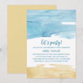 Watercolor Sand och Sea Let's Party Inbjudningar