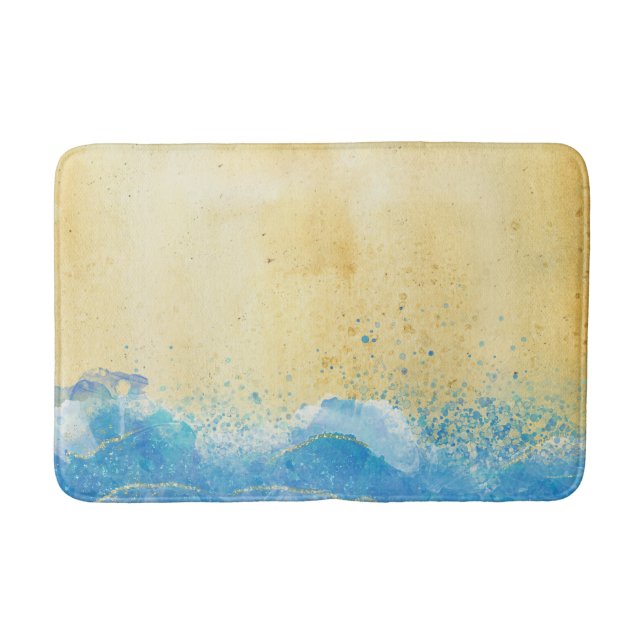 Watercolor Sand och Vatten Beach Bath Mat Badrumsmatta (Framsidan)
