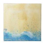 Watercolor Sand och Vatten Beach Ceramic Tile Kakelplatta<br><div class="desc">Den här designen har en vattenfärgssand och en blå tidvatten som sprinklats med lite faux glitter. Underbar för ditt semesterhem eller stuga. Skapat av Farmhouse Press.</div>