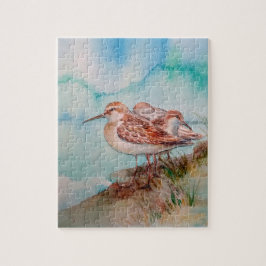 Watercolor Sandpiper Shore Bird Pussel