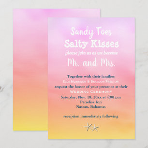 Watercolor Sandy Toes bröllopsinbjudan sunset Inbjudningar