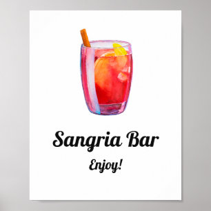 Watercolor Sangria pub. Bröllop alkoholdrycker Poster