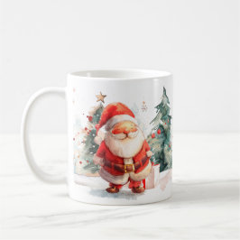 Watercolor Santa and Reindeer Mug Kaffemugg
