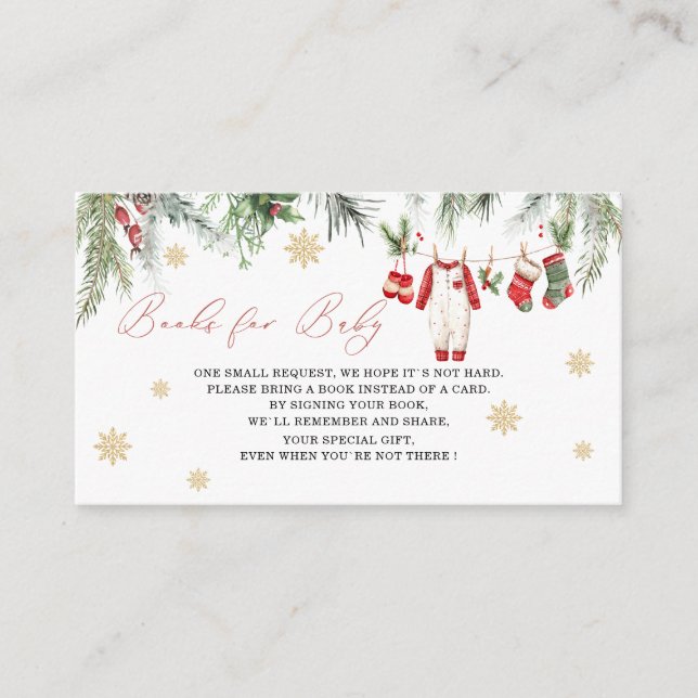   Watercolor Santa baby christmas baby shower book Tilläggskort (Framsida)