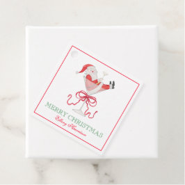 Watercolor Santa Christmas Cocktail Party Gåvor Etiketter