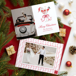 Watercolor Santa Christmas Cocktail Party Photo Julkort