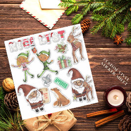 Watercolor Santa Elves Christmas Custom Cut Klistermärken