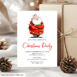 Watercolor Santa Funny Editable Christmas Party Inbjudningar