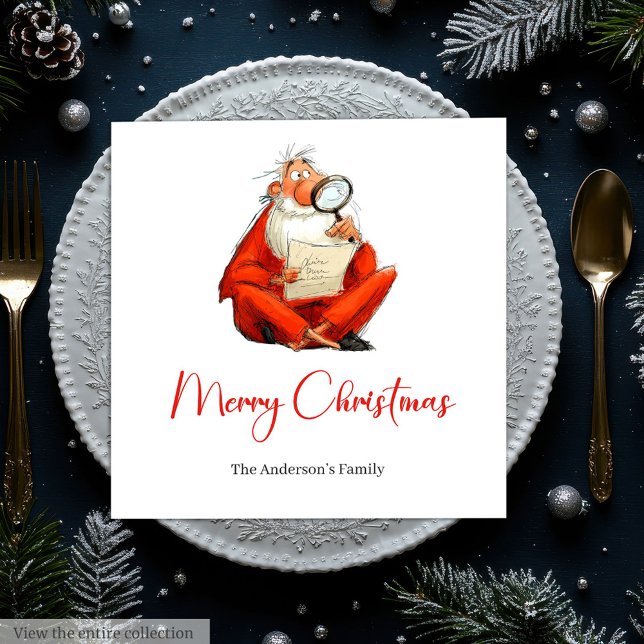 Watercolor Santa Funny Holiday Cocktail Napkins Pappersservett (Watercolor Santa Funny Holiday Cocktail Napkins)