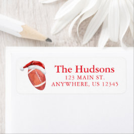 Watercolor Santa Hat-fotboll jul Adress Returadress Etikett