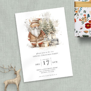 Watercolor Santa Party Inbjudningar