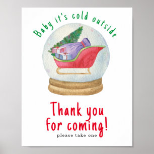 Watercolor Santa sled - Tack för att du kom Poster
