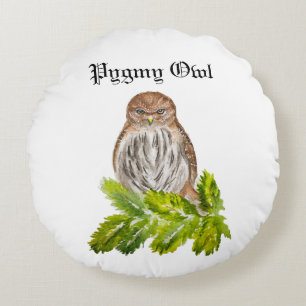 Watercolor Saw Whet Cute Little Uggla Rund Kudde