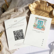 Watercolor Sayulita Mexiko | QR-kod bröllopsbekräf