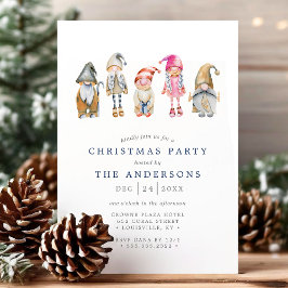 Watercolor Scandinavian Elf Gnomes jul Party Inbjudningar