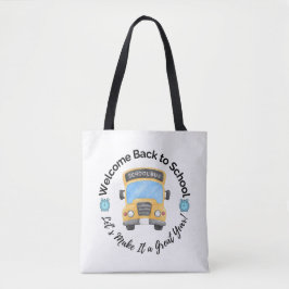 Watercolor School Bus Tote Bag Tygkasse